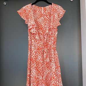 Orange and Tan Ruffled Free People Wrap Dress - Like New!